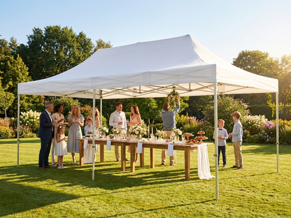 White pop-up gazebo 4x8m with steel frame for outdoor events - view 3