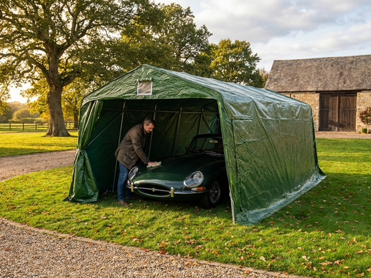 Portable green garage made from PVC and steel, 3.3x6x2.4 m - product detail