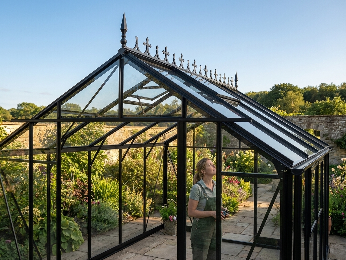 Aluminium orangery cresting in black, 3.73x3.73x2.32 meters - view 3