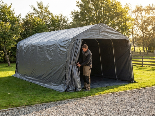 Portable garage in grey, outdoor storage solution - product detail