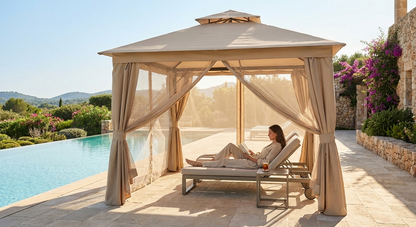 Gazebo Osiris 3x4 m sand with polyester roof and steel frame - view 3