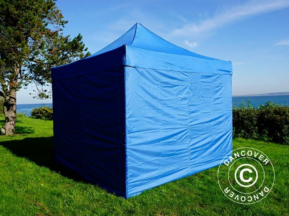 Pop up gazebo in blue with aluminium frame for outdoor use