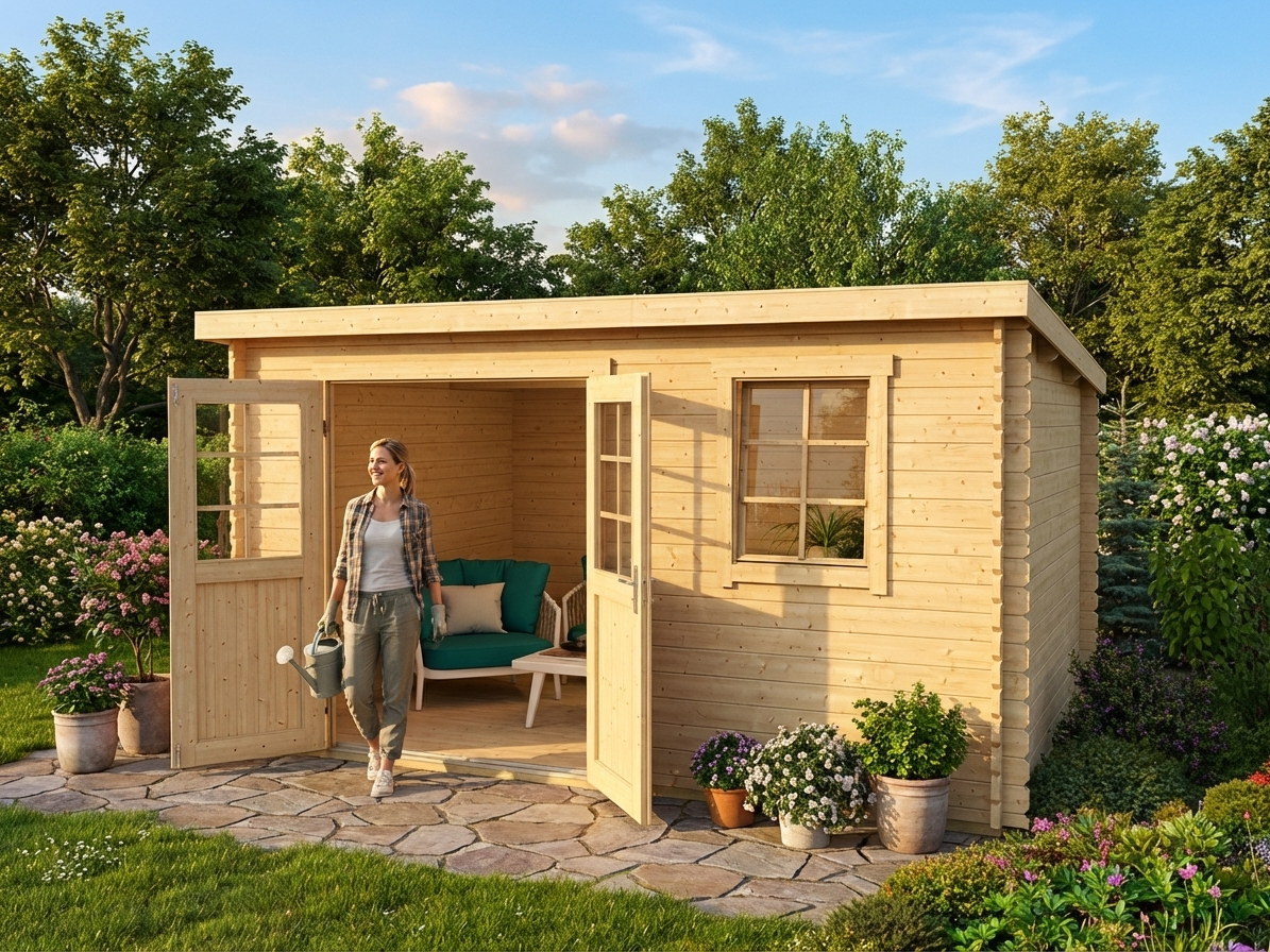 Wooden garden shed made from Nordic Spruce