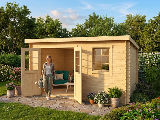 Wooden garden shed made from Nordic Spruce