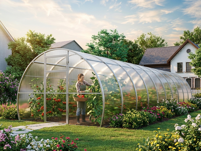 Polycarbonate greenhouse 30 m² Silver with steel frame