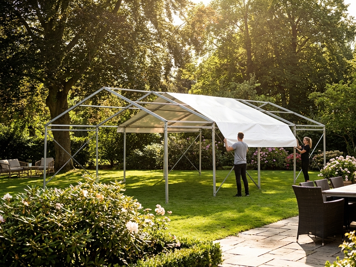 White PVC roof cover for outdoor tents, 4m x 8m - view 3