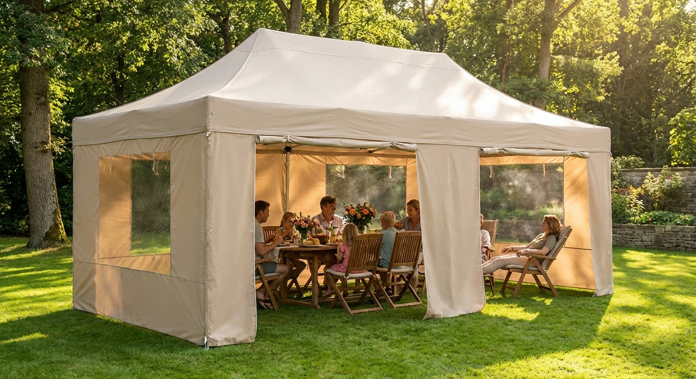 Pop up gazebo 3x6m in latte with steel frame for outdoor events - view 3