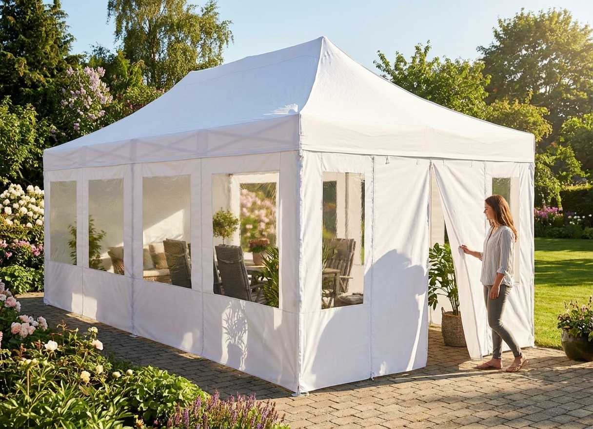White sidewall kit for 4x6 m gazebo, ideal for outdoor use