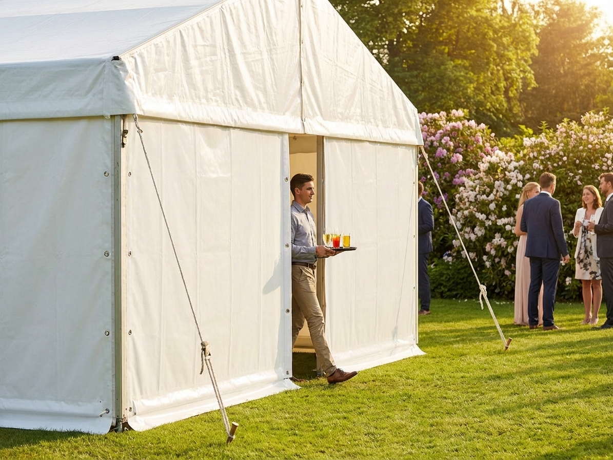 5m white endwall tarpaulin made from polyethylene for outdoor events - product detail