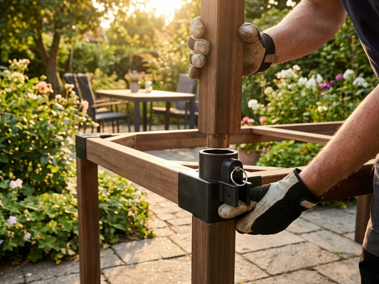 Black corner leg fitting for industrial use - product detail