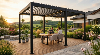 Bioclimatic Pergola Gazebo in Black for Outdoor Use