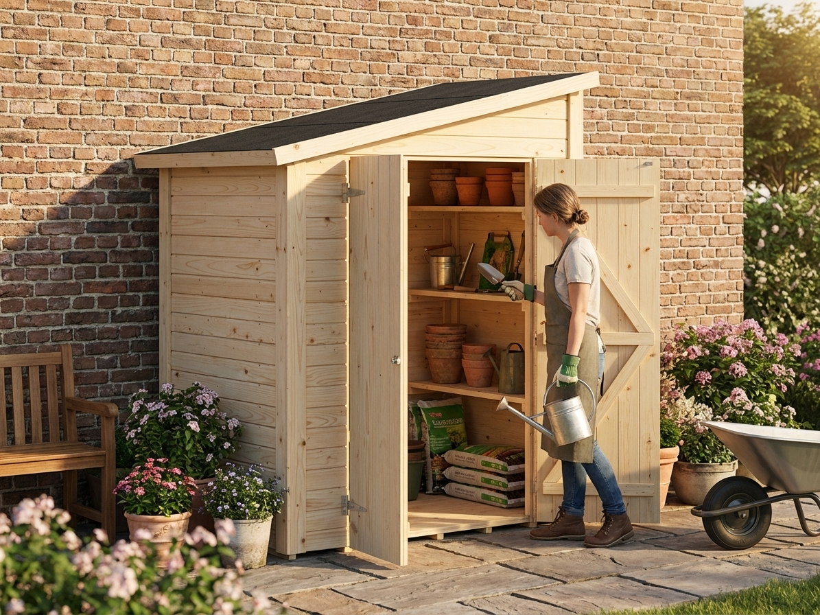 Natural wooden lean-to shed made from Nordic Spruce - view 3