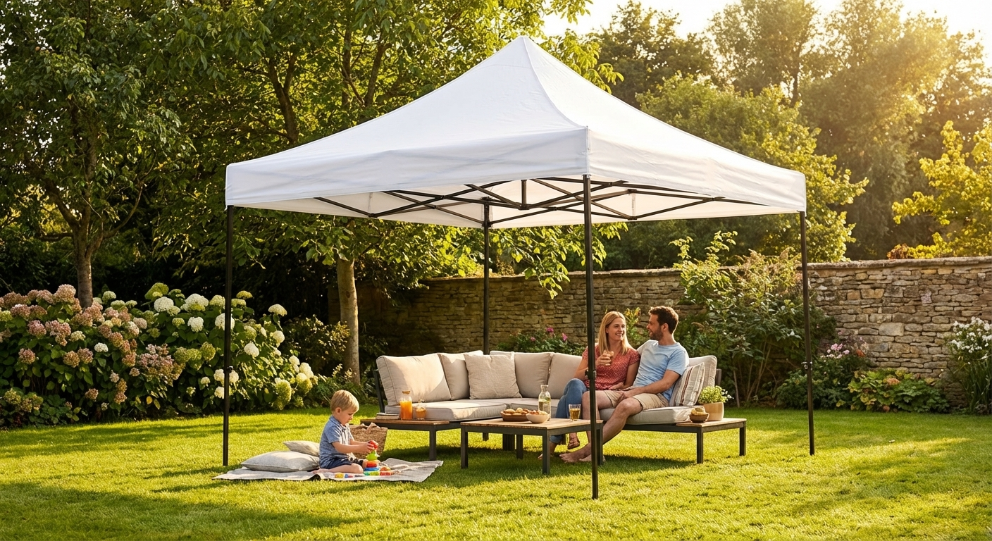 White pop up gazebo 3x3m with steel frame - view 3