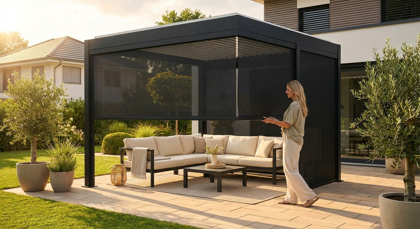 Black Gazebo Sidewall Screen for Outdoor Pergola - view 3