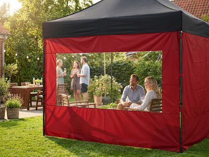Sidewall with panorama window, 4m red, for outdoor events - product detail