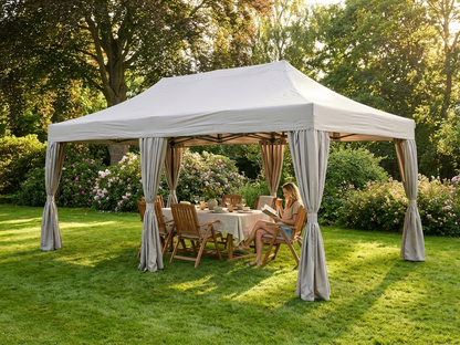 Pop up gazebo 4x8m in Latte with steel frame and PVC roof - product detail