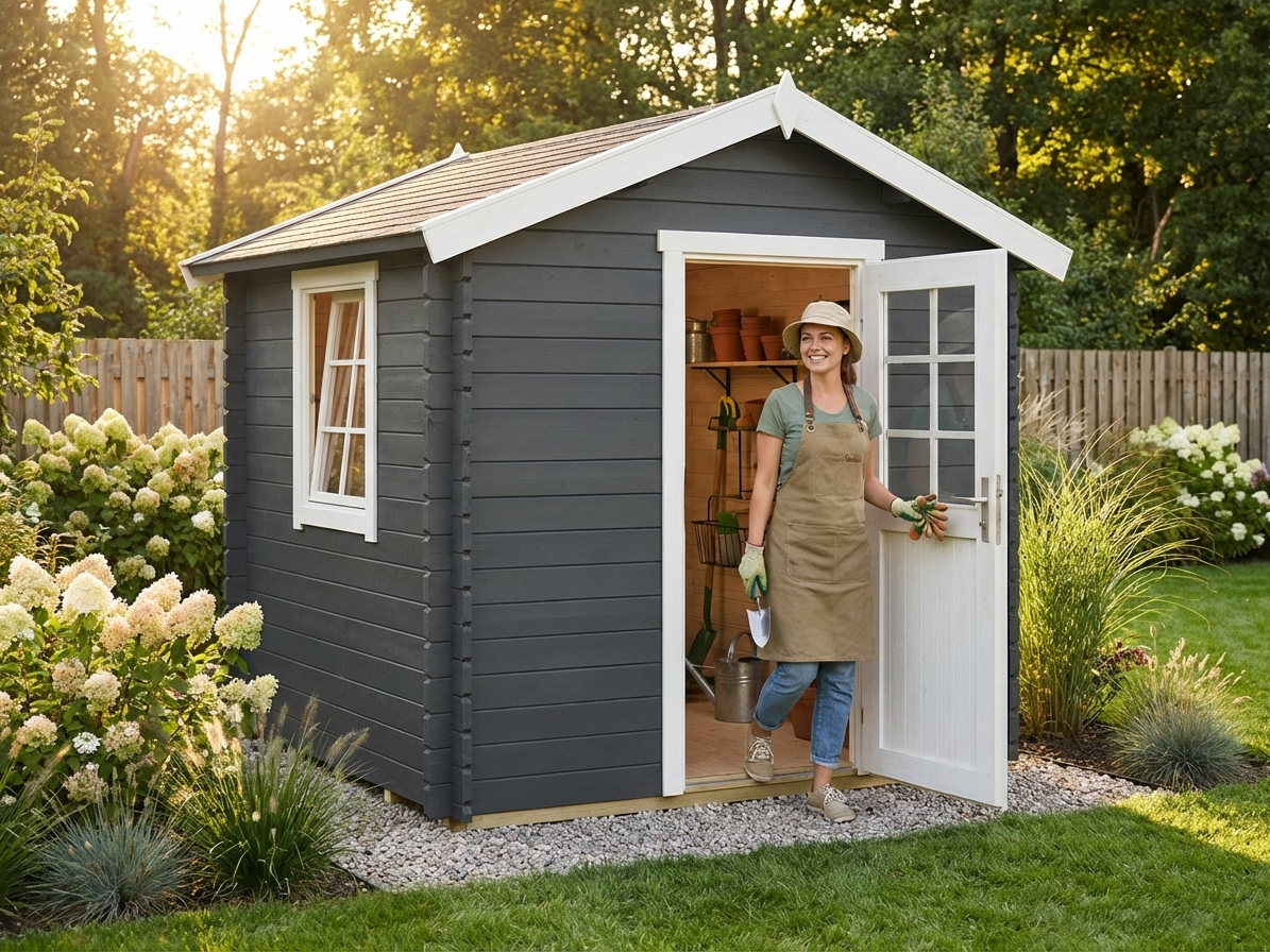 Wooden Shed in Dark Grey, Nordic Spruce Garden Storage - view 3
