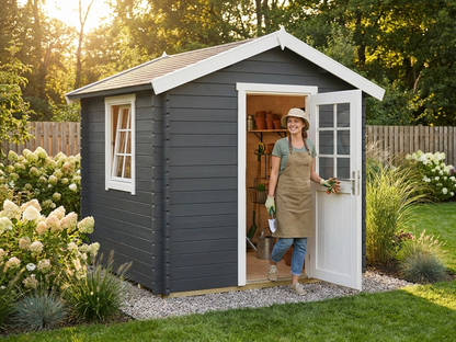 Wooden Shed in Dark Grey, Nordic Spruce Garden Storage - view 3