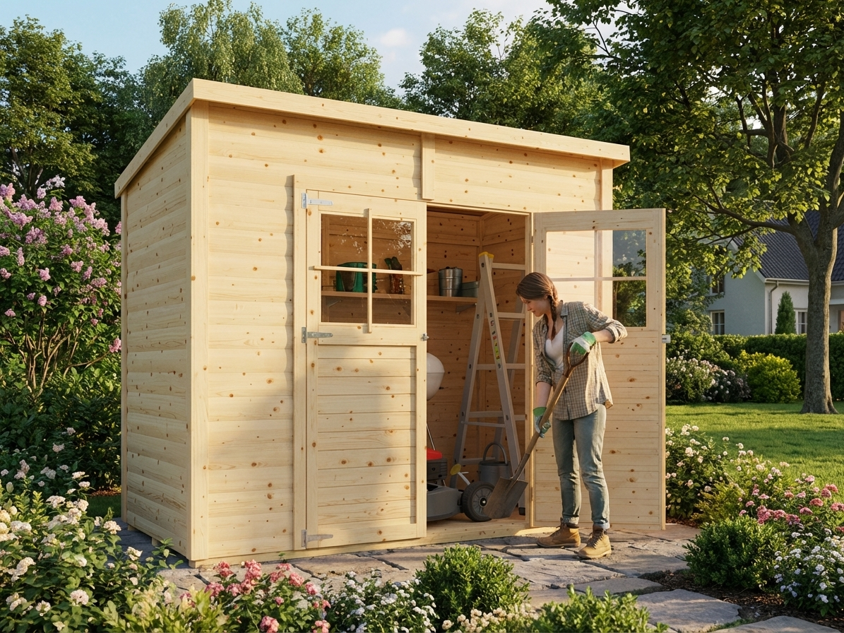 Wooden garden shed made from Nordic Spruce, ideal for outdoor storage - view 3