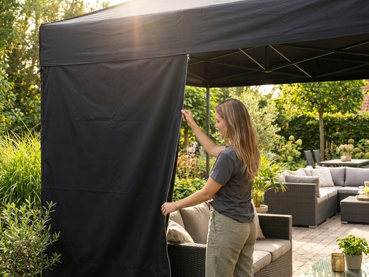 Black sidewall with zipper for outdoor events, 4.5m in polyester PVC - product detail