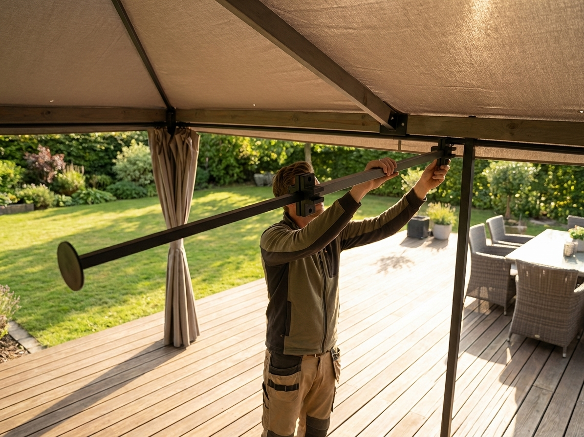 Complete roof pole in black made from hammered steel - view 3