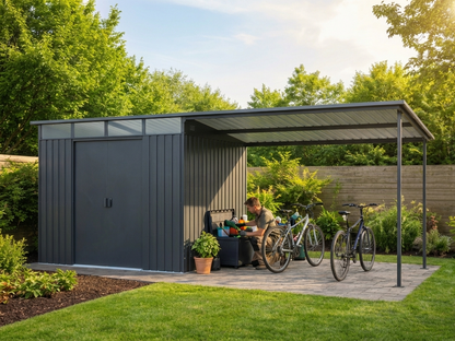 Garden shed in anthracite with galvanised steel construction