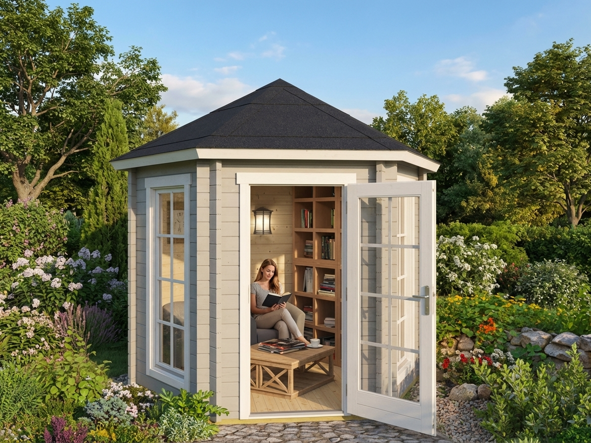 Wooden Gazebo in Light Grey for garden use - view 3