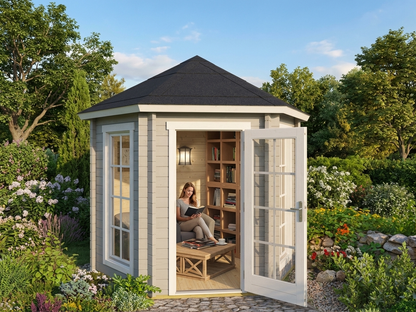Wooden Gazebo in Light Grey for garden use - view 3
