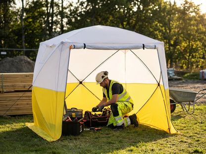 Flame Retardant Work Tent in Yellow and White - view 3