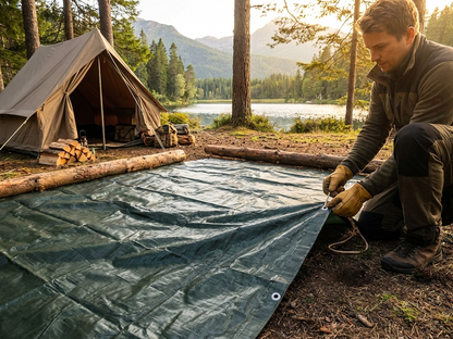 Dark green tarpaulin, 4x6 meters, reinforced PE - view 3