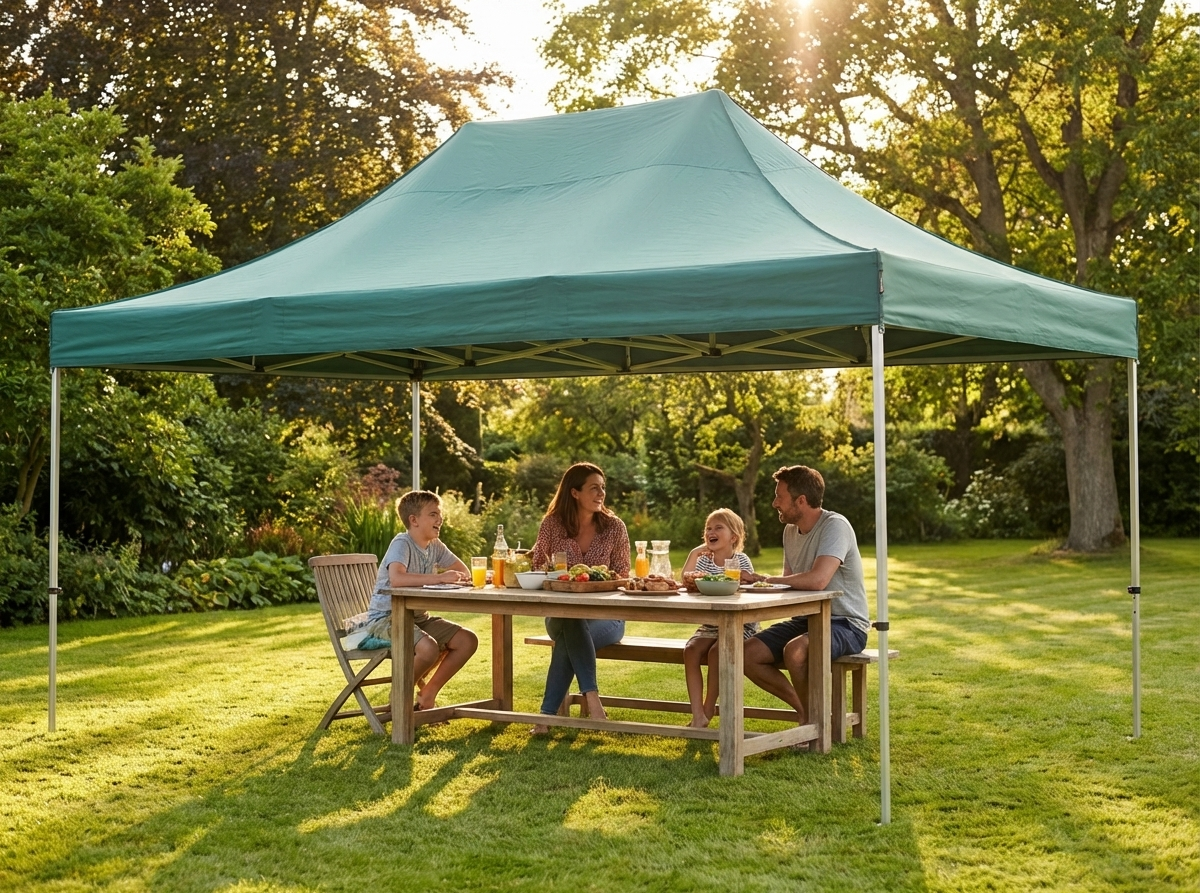 Pop up gazebo 4x6 m green with aluminium frame for outdoor use - view 3
