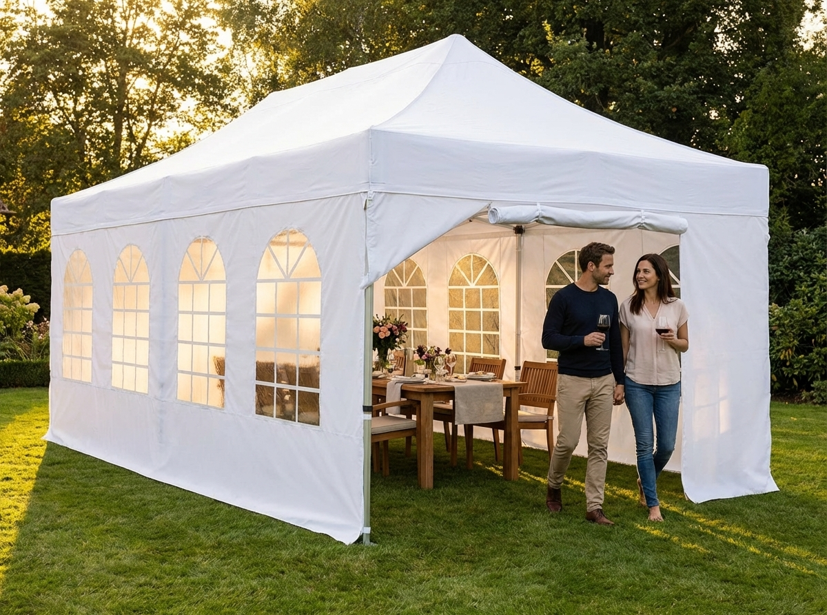 White pop-up gazebo sidewall kit for outdoor events - view 3