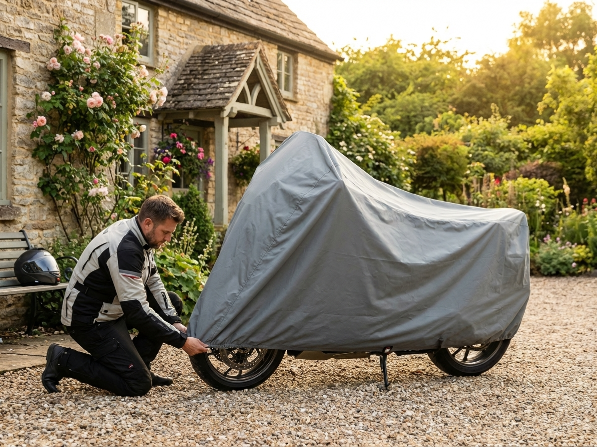 Grey bike cover made from 300D Oxford polyester, UV and water resistant - view 3