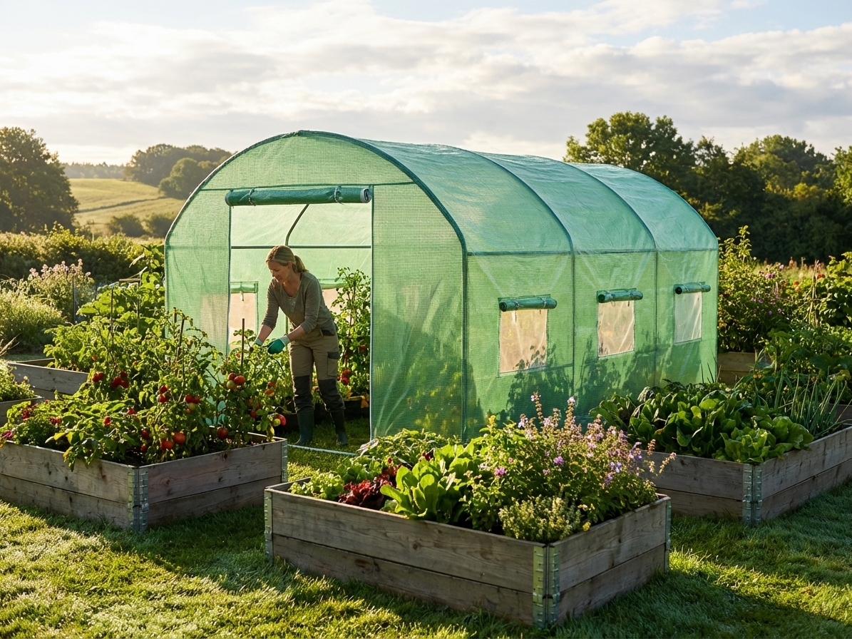 Green polytunnel greenhouse cover 3x4.5x2m, UV and water-resistant - product detail