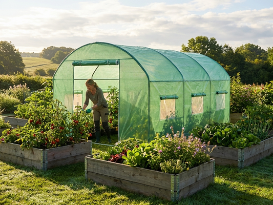 Green polytunnel greenhouse cover 3x4.5x2m, UV and water-resistant - product detail