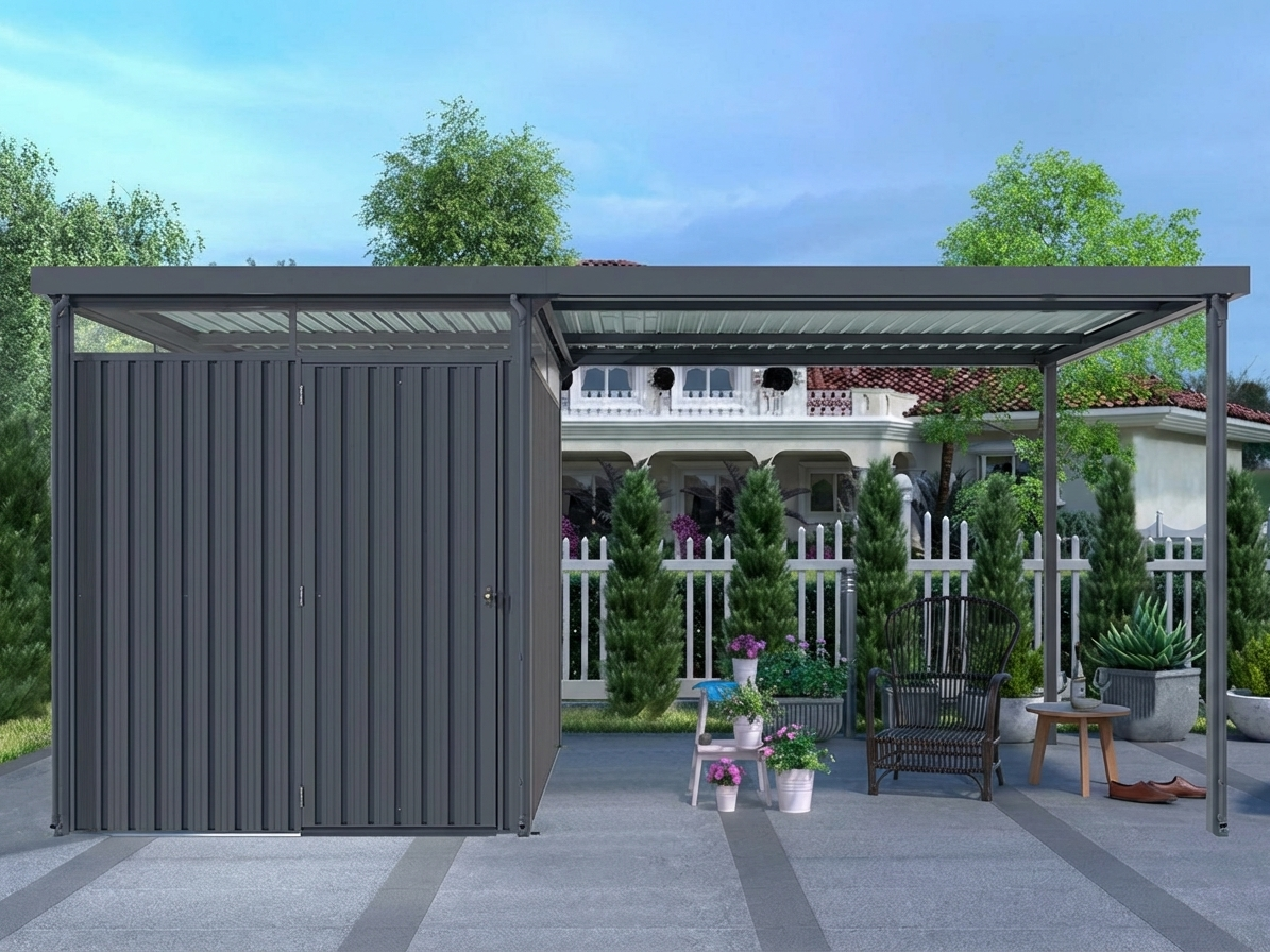 Garden shed with skylight in anthracite, galvanised steel construction - product detail