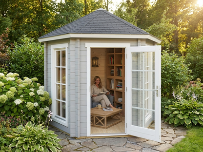 Wooden Gazebo in Light Grey for garden use - product detail