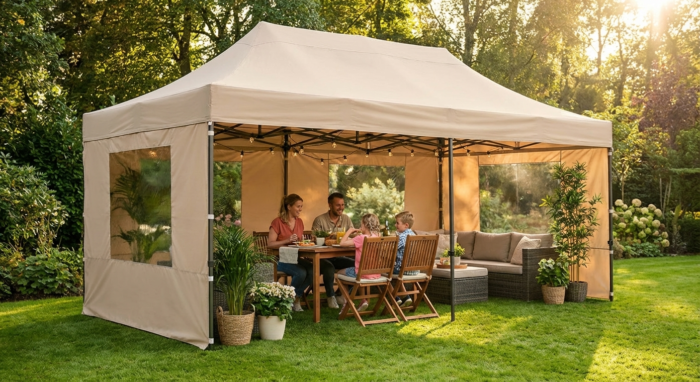 Pop up gazebo 4x6 m Latte with steel frame for outdoor events - view 3