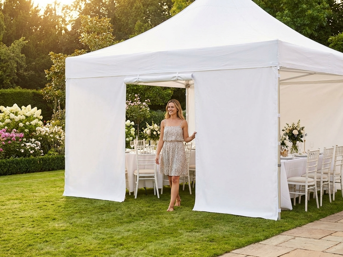 White PVC sidewall with door for event shelter, 3m - product detail