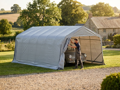Portable Grey PVC Garage with Galvanised Steel Frame for Outdoor Storage - view 3