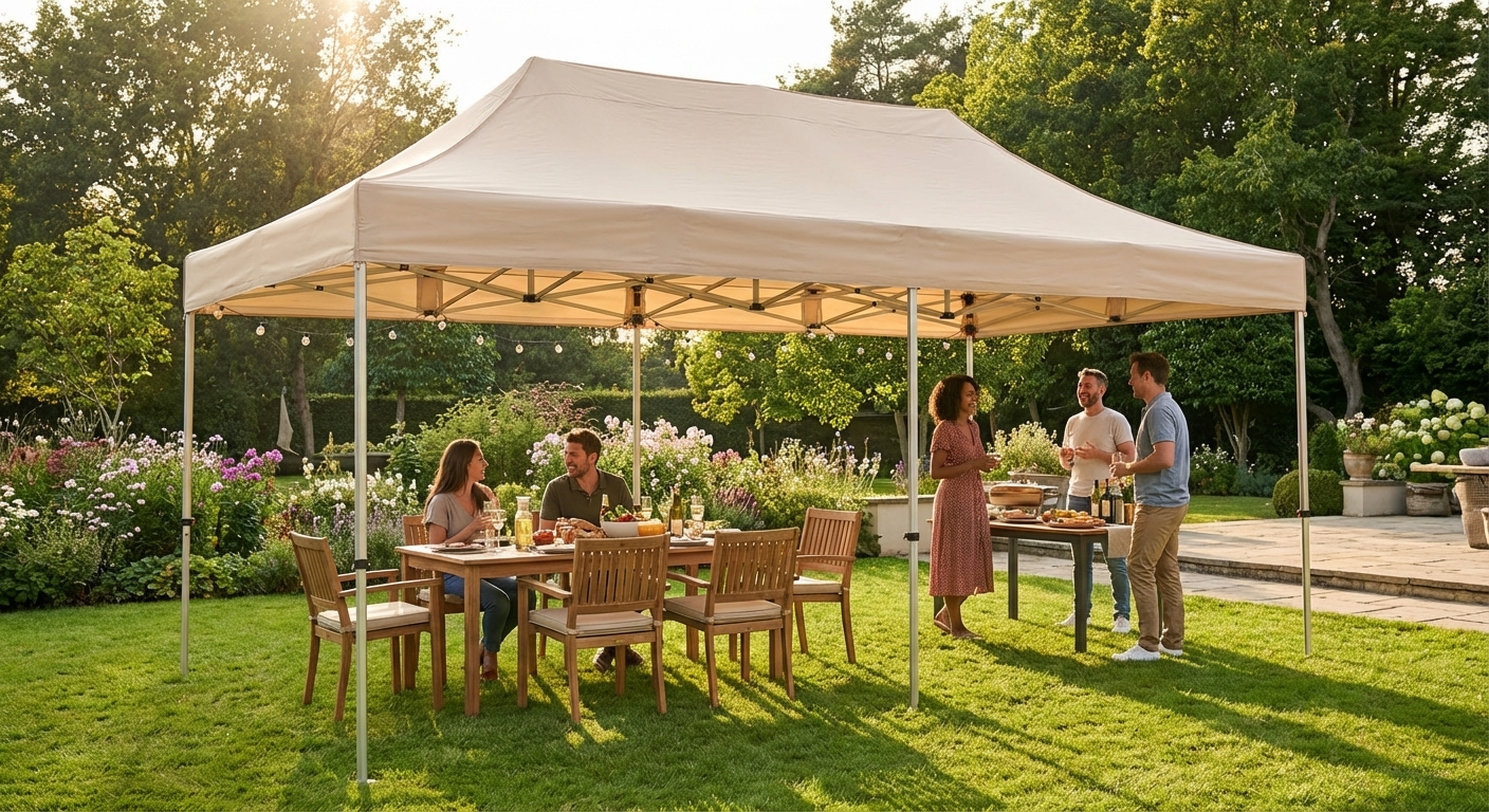 Pop Up Gazebo 4x8 m Latte with Aluminium Frame for Outdoor Events - view 3