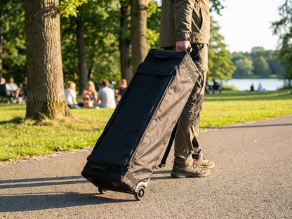 Black carry bag with wheels for Flextents Xtreme 50