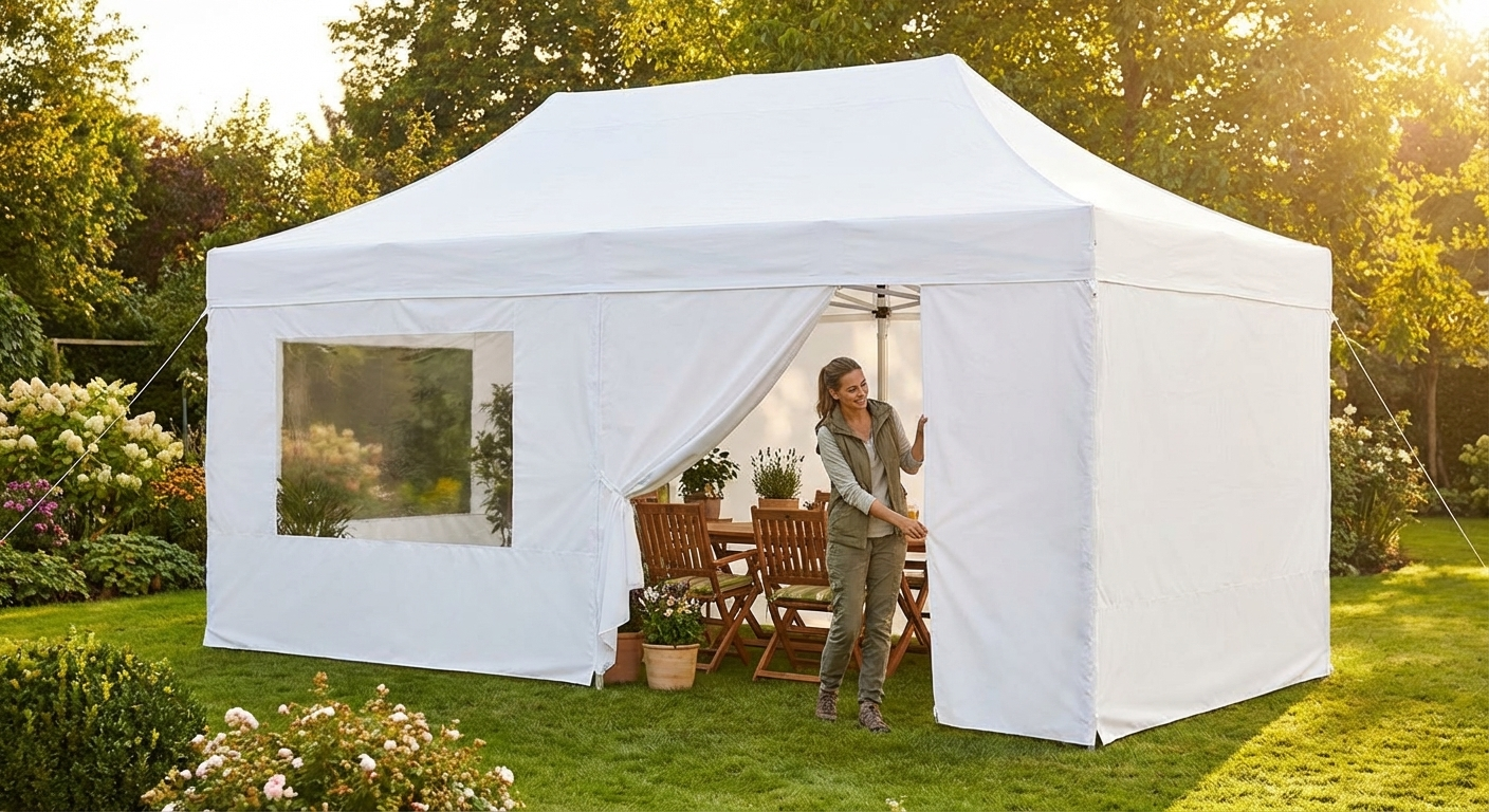 White gazebo sidewall kit sized 3x4.5 meters for outdoor events - view 3