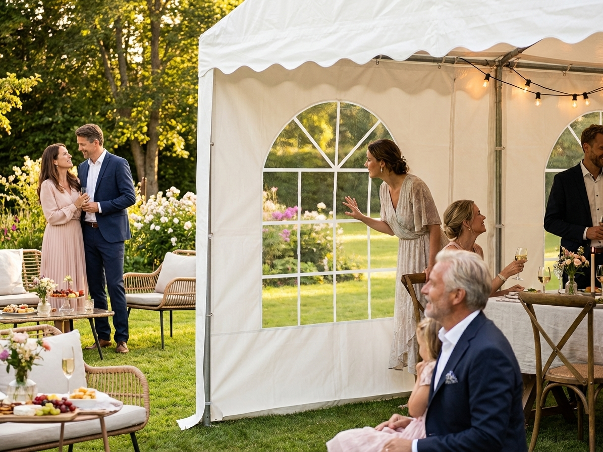 White PVC marquee sidewall ideal for commercial use - view 3