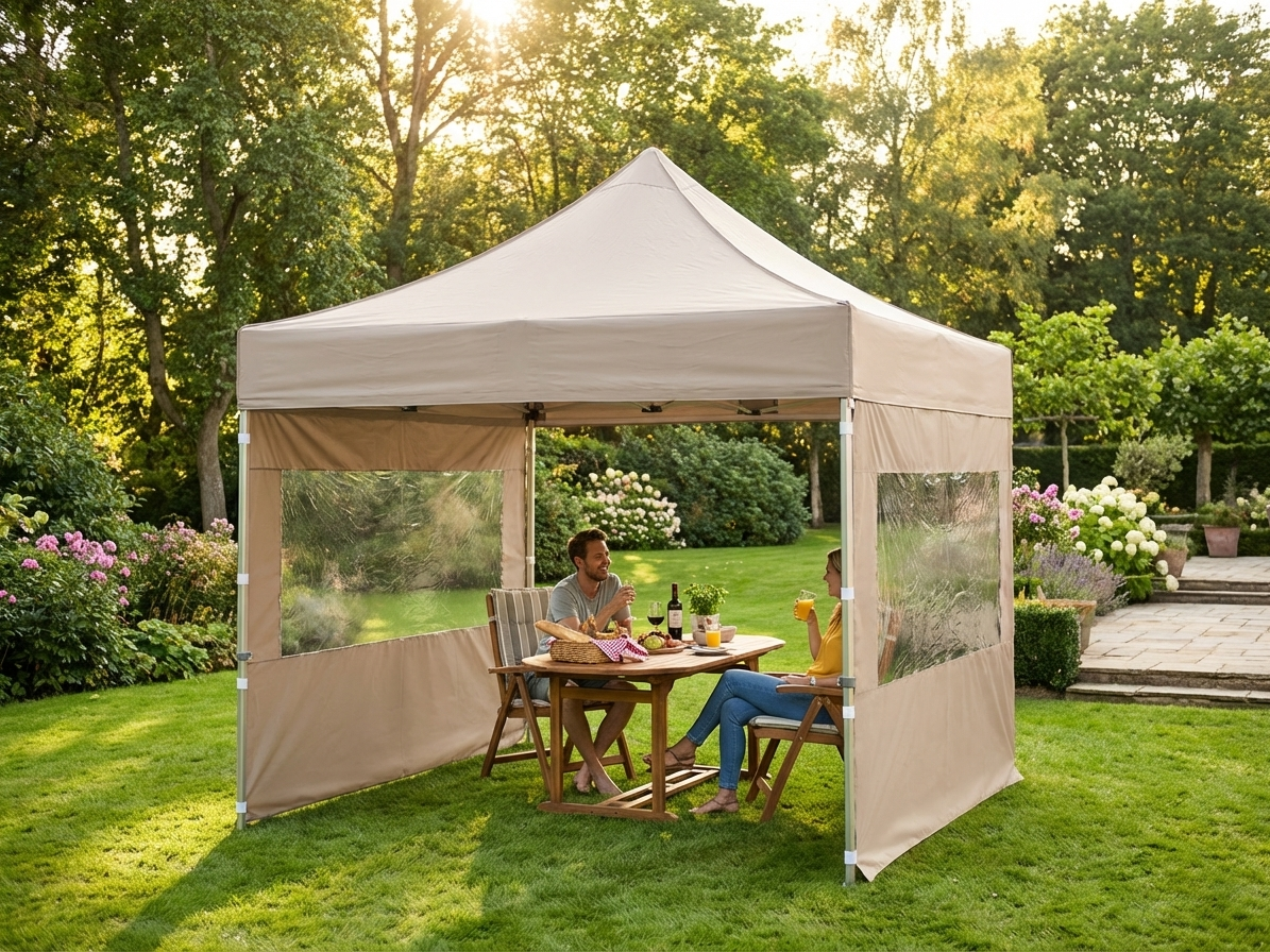 Latte coloured pop up gazebo with aluminium frame for outdoor use - view 3