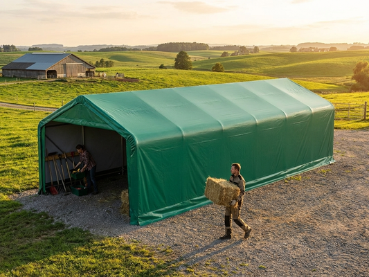 Green PVC roof cover for storage shelters