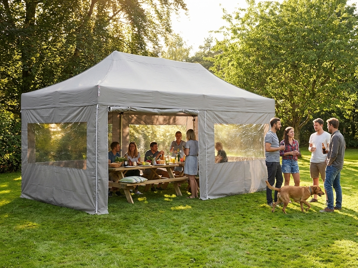 Pop up gazebo in latte with steel frame for outdoor events - product detail