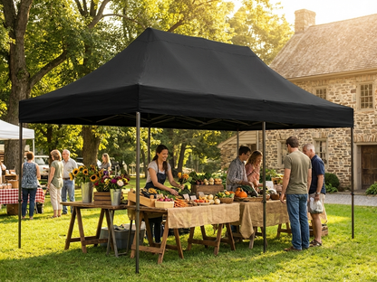 Black gazebo roof cover made from polyester with PVC backing for outdoor use - view 3