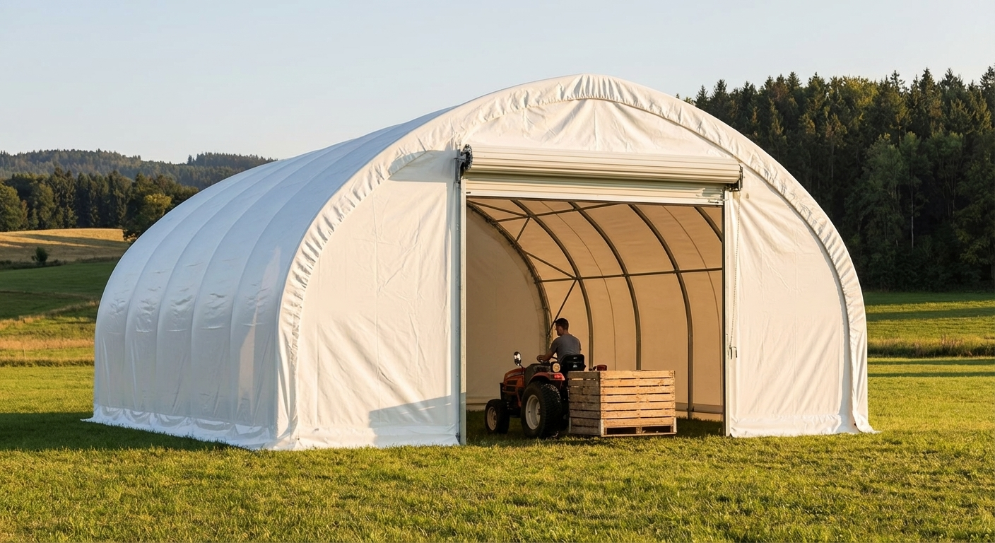 PVC Arched Storage Tent in White for Industrial Use