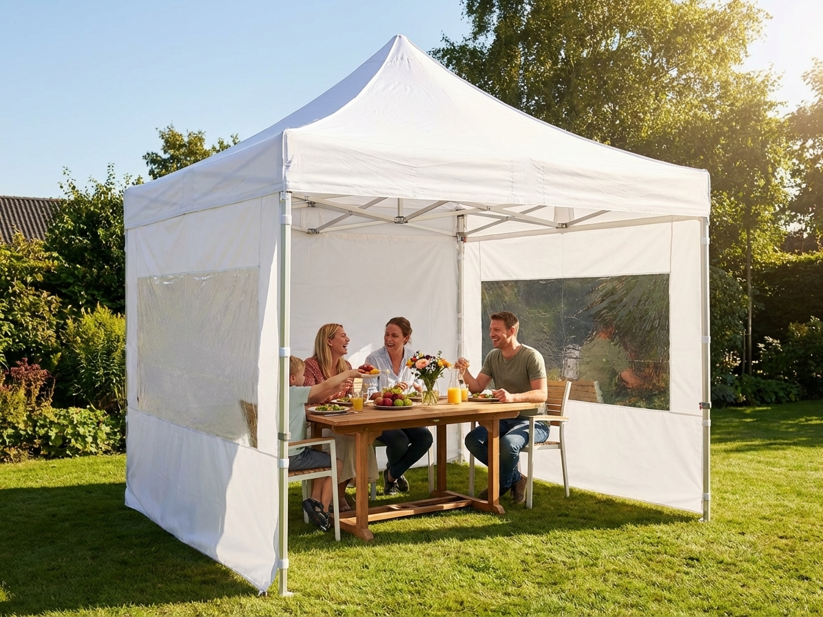 Pop up gazebo in white with steel frame for outdoor events - view 3